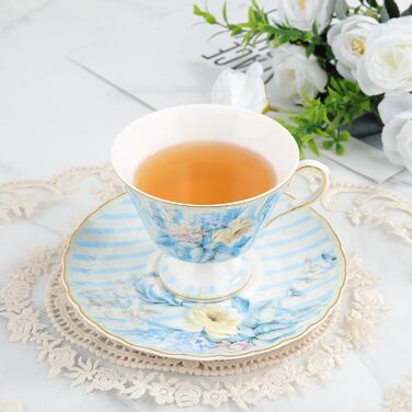 Чашка и блюдце 170 мл синяя гортензия fanquare