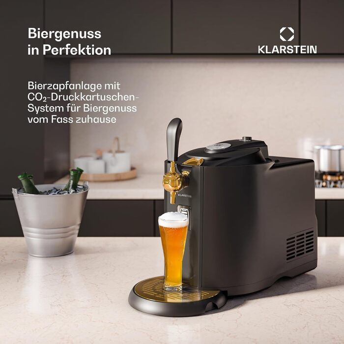 Охолоджувальна Система для Розливу Пива Пивоварня 5л, Ультрашвидке Охолодження, Регульована Температура, Система з CO2-картриджами, LCD-дисплей, Чорно-Золотий