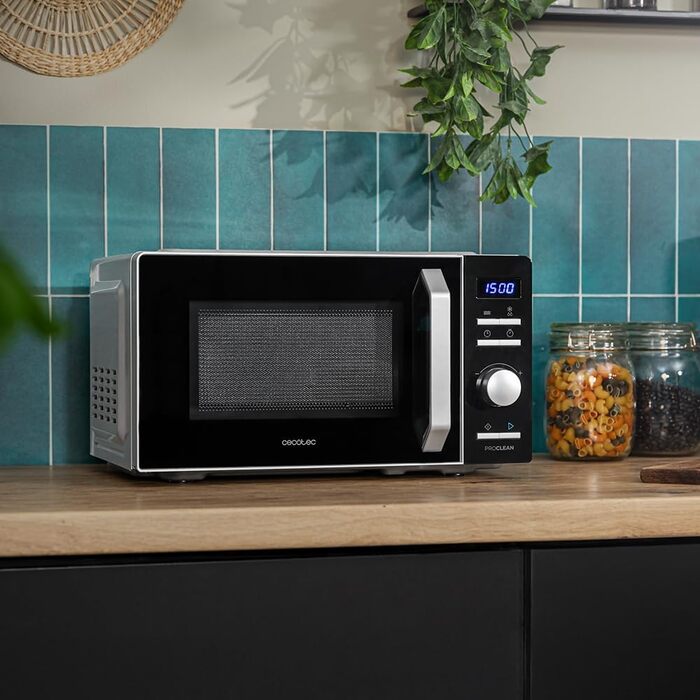 Мікрохвильова піч Cecotec Inverter - об&39єм 19 л - розморожування, нагрівання та приготування - інвертор Proclean 5010. 700 Вт, 5 рівнів потужності, світлодіодний дисплей, поворотний стіл 245 мм, таймер, 8 програм, чорний цифровий