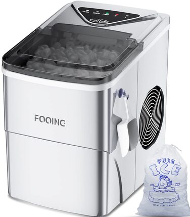 Ледогенератор с самоочисткой 9 кубиков за 6 минут серебряный FOOING
