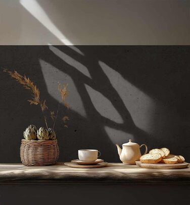 Самоклеючий кухонний фартух - матовий, жорстка бризкозахисна плівка як доступна альтернатива склу, легке встановлення та очищення - висота 60 см - Дизайн Чорна кам&39яна стіна 80 x 60 см Чорна кам&39яна стіна Ш 80 см x В 60 см, преміум-якість, жорсткість 