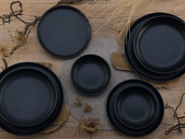 Набір посуду серії Uno з 16 предметів, комбінований сервіз з кераміки (чорний, посуд із 8 предметів), 22978