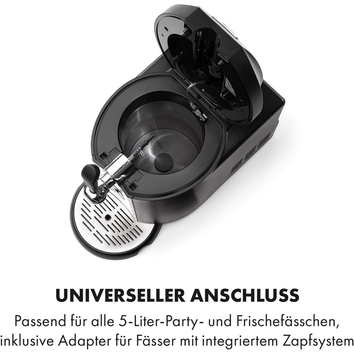 Аппарат для розлива пива с охлаждением Пивная система на 5 литров, Ультрабыстрое охлаждение, Регулируемая температура, Система с CO2-картриджами, LCD-дисплей, Черно-золотой (Серебристо-черный)