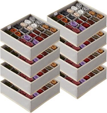 Організатори для шухляд з нижньої білизни Lifewit Pack of Socks, 24 комірки, система організації гардеробу, органайзер для пеленального столика, коробки для зберігання одягу, нижньої білизни, краваток, світло-сірий (фіялетово-сірий, 8)