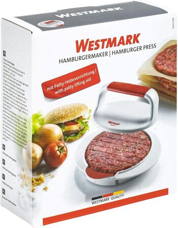 Гамбургерниця Westmark з підйомником - Прес для бургерів Ø 12 см можна наповнити завдяки кривизні дна підйомника, алюміній/пластик, Uno Plus, (сріблястий/чорний) (пластик, Ø 11,5 см)