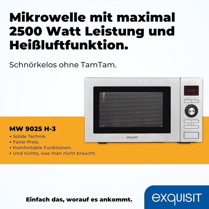 Підставка Exquisit - MW 820 DI 700 Вт 20 л 5 рівнів потужності Внутрішнє освітлення Цифровий таймер (25 літрів, мікрохвильова піч гриль конвекція, сріблястий)