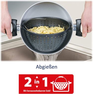 Кастрюля 3,7л с ситом-вставкой и стеклянной крышкой 20 см Cerafit Magic Pot Genius