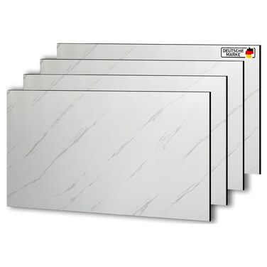 Стінові панелі AS Country Stone під мармур 60x120 см ПВХ-облицювання стіни з пластикових панелей для кухні, ванної кімнати тощо Панель кухонного фартуха (4 шт., колір Ice Berg White)