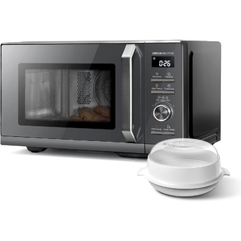 Мікрохвильова піч Toshiba MW3-AG20PE(BK) з грилем, 20 л, 3-в-1, розморожування шеф-кухарем, мікрохвильова піч, гриль, комбінована піч, 5 рівнів потужності, 8 автоматичних програм, легке очищення, чорна (26 л, 6-в-1 аерогриль)