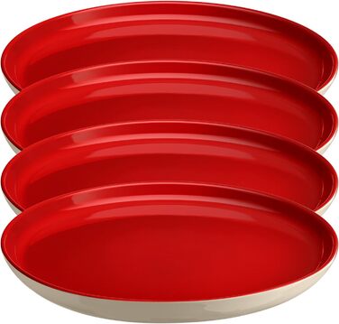 Тарелка обеденная 27,9 см, набор 4 предмета, красный/кремовый Everyday Emile Henry