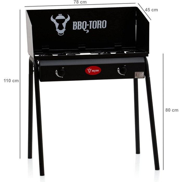 Газовий гриль-стіл 2 конфорки 78 х 45 х 110 см BBQ-Toro