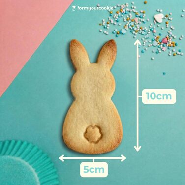 Набір із 3 формочок для пасхального печива, смугастий візерунок пасхальних яєць, кролик, 2-в-1 зі штампом, 5 x 4 см, можна мити в посудомийній машині, екологічно чистий, стійкий до іржі (великодній зайчик (10 x 5 x см))