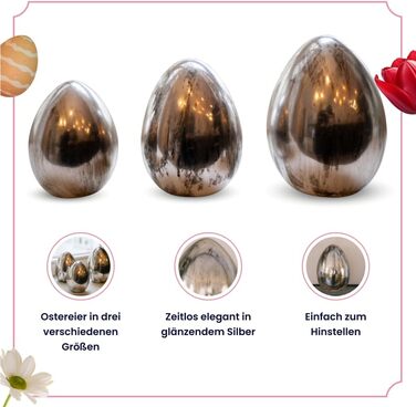 Набір декоративних фігурок Heitmann керамічна пасхальна прикраса під порцеляну, для встановлення, біла, приблизно 12,5 x 10,5 x 8 см (яйця - сріблясті матові)