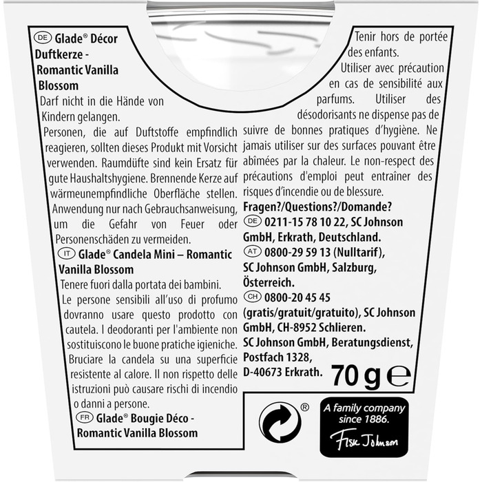 Ароматична свічка у склянці 70 г Glade