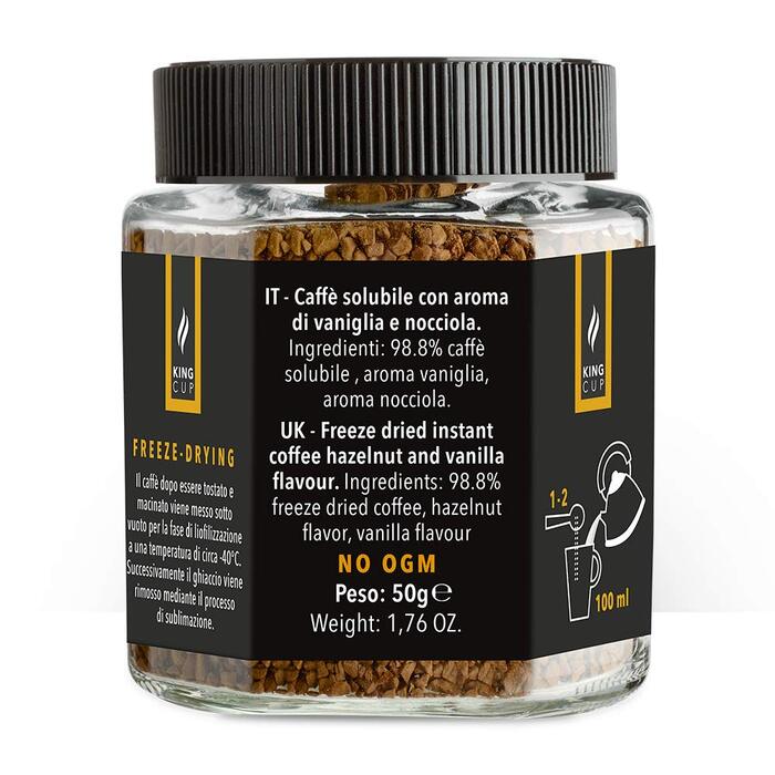 Растворимый кофе с ванилью и фундуком в стеклянной банке 50 г King Cup