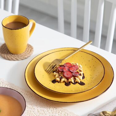 Столовый сервиз из керамогранита, набор посуды vancasso MODA, винтажный вид, комбинированный сервиз из 40 предметов с 8 тарелками, тарелками для тортов, суповыми тарелками, мисками и чашками каждая (красочный, 32 предмета)