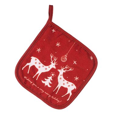 Набір прихваток для кухні Ardesto Christmas Happy Holidays 17х28см, 20х20см, 90% поліестер, 10% бавовна, червоний