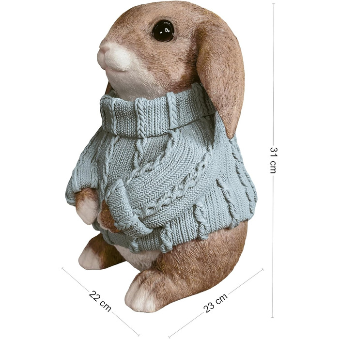 Декоративні фігурки великоднього зайчика у светрі світло-блакитні colourliving