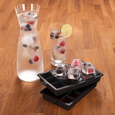 Силіконові формочки для льоду Blumtal 2x24 - Формочка для льоду - Силіконова форма для льоду розміром 2,6 см - 2 формочки для льоду розміром M - Льодогенератор без BPA 2 шт. - Кубики M (Кубики XL, чорно-синій - чорно-синій)