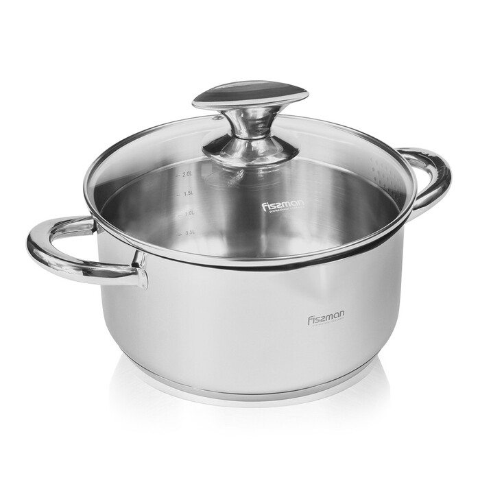 Кастрюля Fissman ELEGANCE 24x12,5 см/5,6 л со стеклянной крышкой (5493)