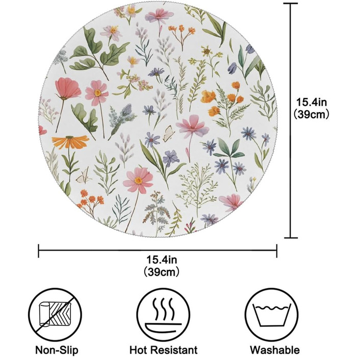 Салфетки для стола с весенними цветами 6 шт 39 см Mexpekil