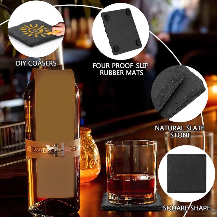 Набір квадратних підставок із натурального сланцю 60 шт AFOROEOA