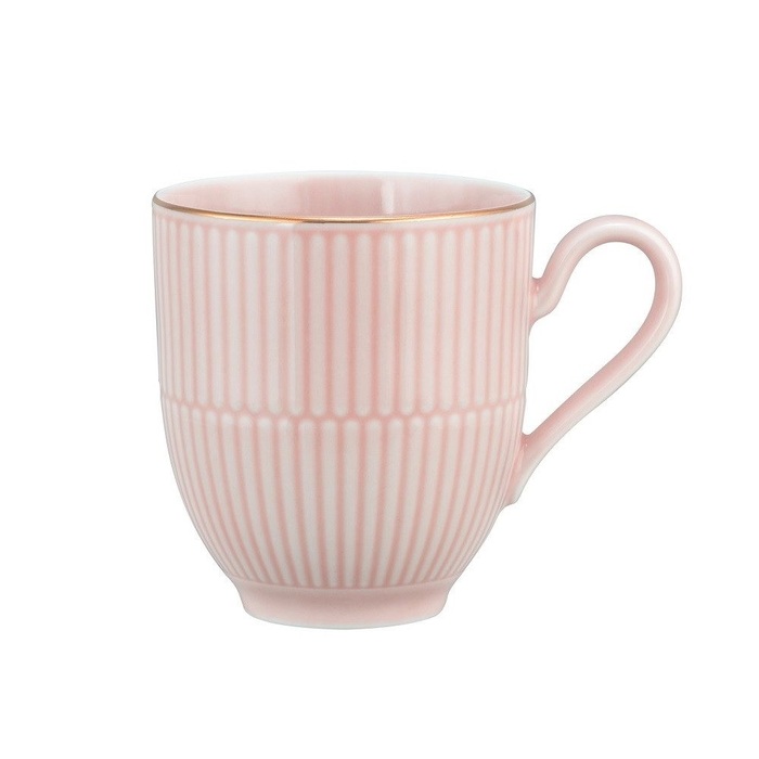 Кружка с ручкой 0,35 л, розовая с золотистым ободком Amina Rose Goldrand Seltmann Weiden