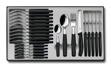 Кухонный гарнитур Victorinox SwissClassic Table Set 24шт с черным. ручка (6 ножей, 6 ведер, 6 ложек, 6 ложек)