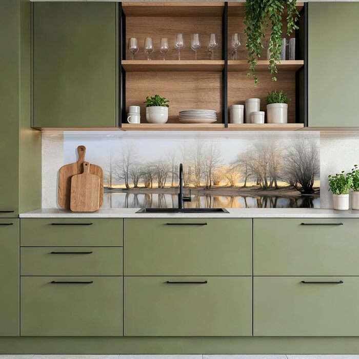 Кухонний фартух 60x80 см Самоклеючий настінний захисний екран для кухні Кухонний фартух Кухонні фасади Кухонні фартухи Кухонна стіна Вода - Пейзаж - (Природа - Пейзаж, 60 x 200 см)