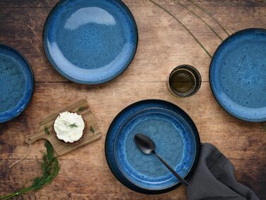 Серія Nordic Fjord набір посуду з 18 предметів, набір тарілок з кераміки (набір тарілок 12 шт. , синій), 21551