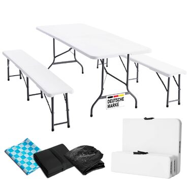 Комплект із 3 предметів стіла та лавок білий BRAST