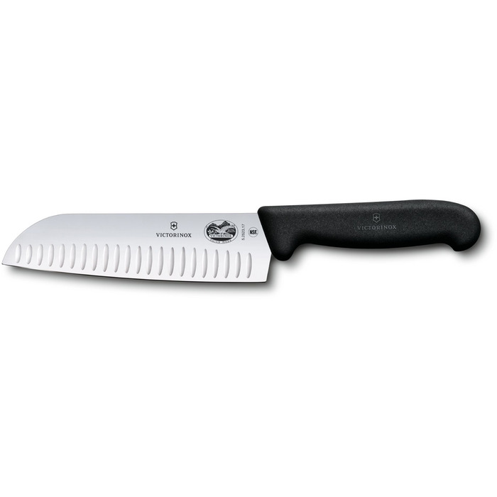 Кухонний ніж Victorinox Fibrox Santoku лезо 17см ріфл. з чорн. ручкою (GB)