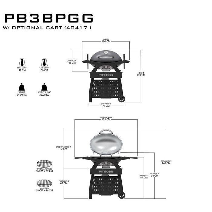 Портативний газовий гриль Sportsman 3 Pit Boss Код: 011108
