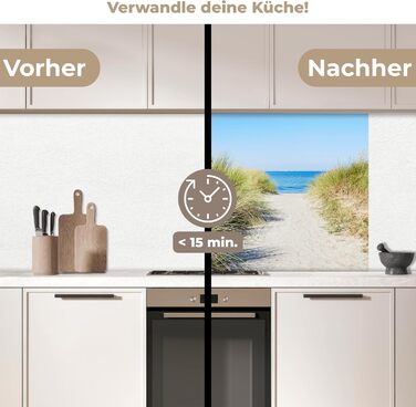 Кухонний фартух 60x80 см Самоклеючий настінний захисний екран для кухні Кухонний фартух Кухонні фасади Кухонні фартухи Кухонна стіна Вода - Пейзаж - (Пляж - Море, 80 x 80 см)