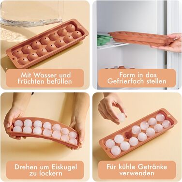 Силіконові формочки для льоду Blumtal, набір з 3 шт. - форма для льоду на 24 кубики з кришкою - силіконова форма для льоду без бісфенолу А - форма для льоду, безпечна для харчових продуктів - сіро-блакитна великі кубики (оливково-зелений червоний, XL сфер