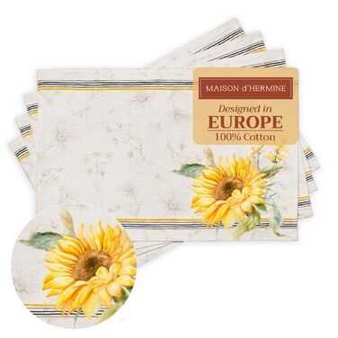 Бавовняні килимки для серветок, набір з 4 шт. , декоративні килимки для серветок, пасхальні килимки, що миються, для свят, вечерь, весни, літа (33 см x 48 см) (048 - Candice), 39Hermine 100