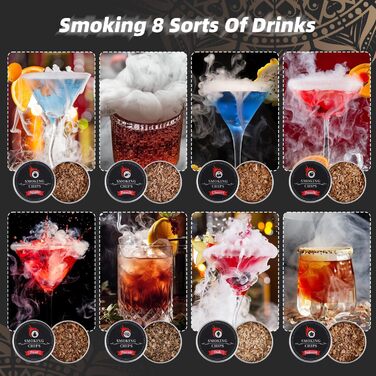 Набор для копчения коктейлей с факелом из 8 вкусов древесных чипсов PIPITA