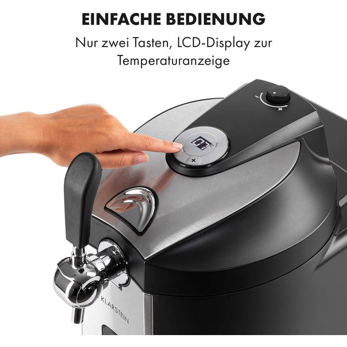 Аппарат для розлива пива с охлаждением Пивная система на 5 литров, Ультрабыстрое охлаждение, Регулируемая температура, Система с CO2-картриджами, LCD-дисплей, Черно-золотой (Серебристо-черный)