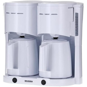 Фільтр-кавоварка SEVERIN Duo з термосом, кавомашина до 16 чашок, приваблива фільтр-машина з 2 вакуумними глечиками, біла, KA 9314 біла, DUO (2 термоглечики, 16 чашок)