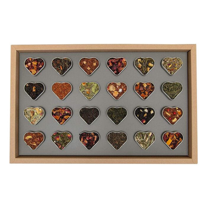 Чайний адвент-календар 2025 24 високоякісні розсипні чаї в елегантних чайних бляшанках Ручна робота З Різдвом Христовим, З Новим роком (Набір), Ханука - даруйте зараз на Різдво 2025 220 г (Зимове видання XXL)