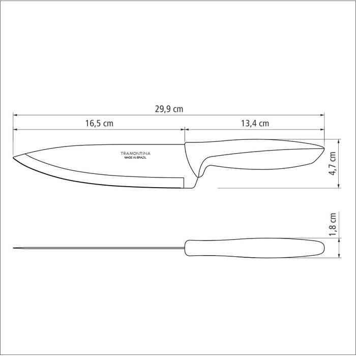 Ніж Chef Tramontina Plenus light grey, 178 мм (6740787)