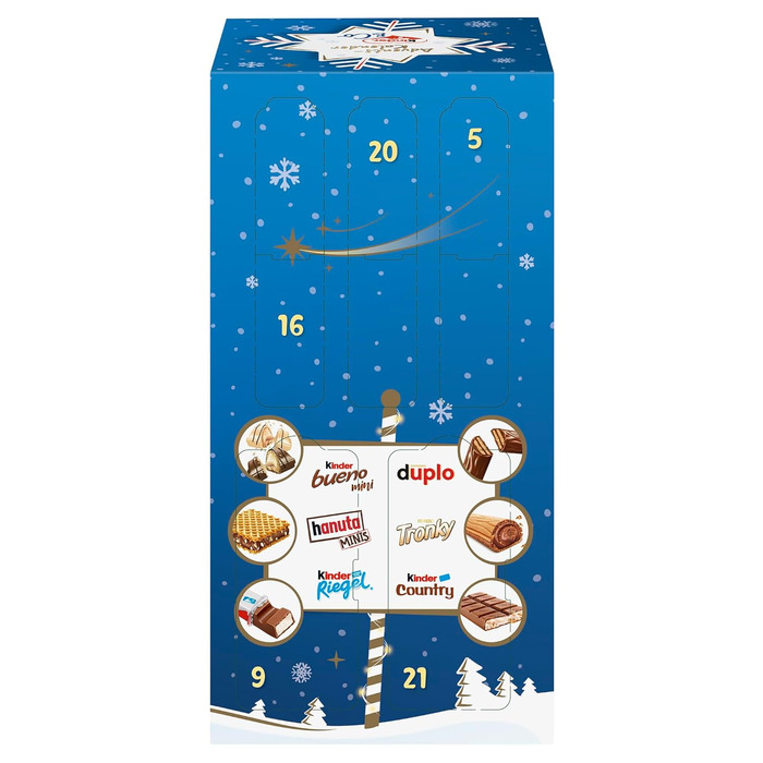 Рождественский адвент-календарь с 24 шоколадными деликатесами, 295 г Kinder & Ferrero