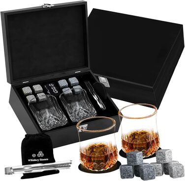 Подарунковий набір для віскі з камінням для охолодження та важкими склянками mkarip