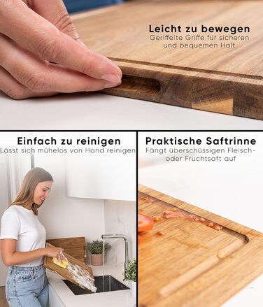 Набір обробних дощок з натурального акацієвого дерева 3 шт Deco haus