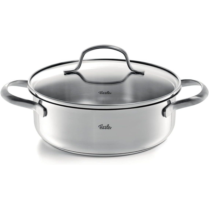 Набір посуду Fissler San Francisco/Нержавіюча сталь, 4 предмети, каструлі зі скляними кришками, індукційна (3 каструлі для приготування, 1 каструля для тушкування)