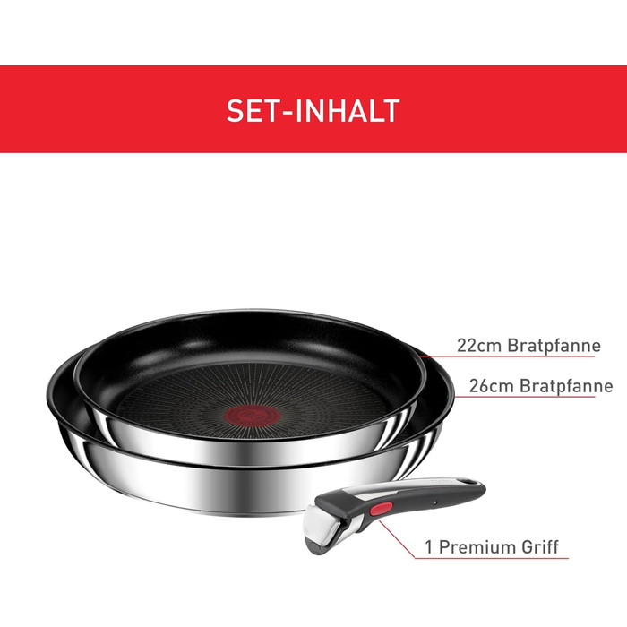 Набір посуду для індукційного приготування Tefal Ingenio Preference On з 15 предметів, зі знімною ручкою, що штабелюється, економить місце, з антипригарним покриттям, простий у використанні та чищенні, L97495 Набір посуду для каструль та сковорідок (набір