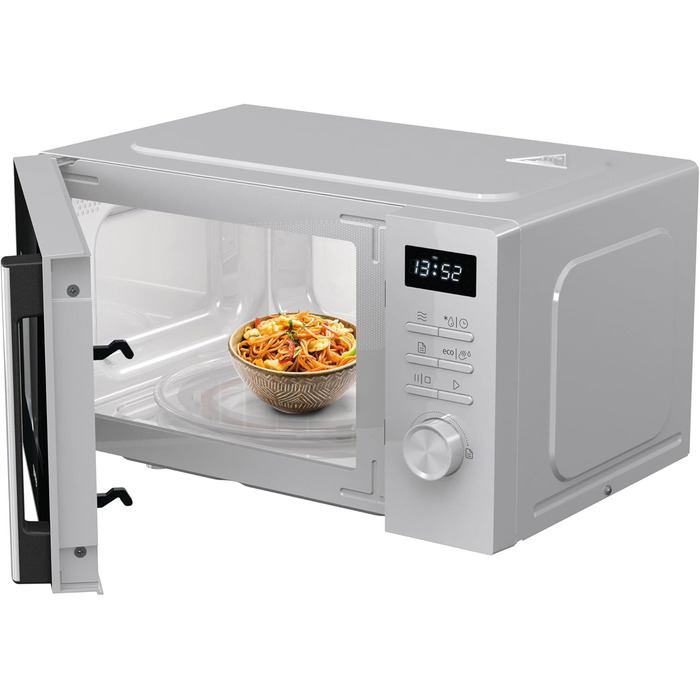 Мікрохвильова піч Gorenje MO20A3WH / 20 л / 800 Вт / AquaClean / AutoMenu / Сенсорне керування / LED дисплей / Функція розморожування / 5 рівнів потужності / Блокування від дітей / Електронна / Біла
