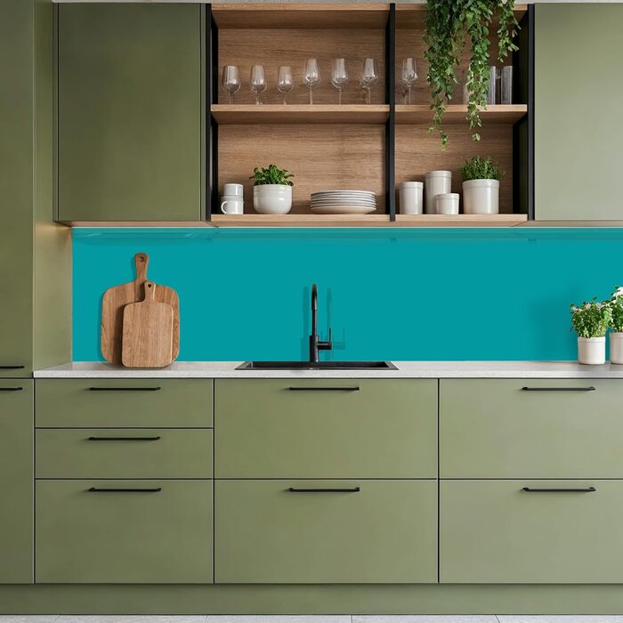 Кухонний фартух 60x250 см, самоклеючий фартух, кухонний фартух, кухонний фасад, самоклеючі кухонні фартухи - Осінь (Синій - Однотонний, 60 x 350 см)