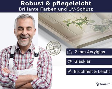 Кухонний фартух timalo зі скляним виглядом Акрилове скло 2 мм Бризкозахисна стіна для плити, скляний фартух, акрилова скляна настінна панель, захисна панель для фартуха Бетонно-блакитно-сірий (140x50 см, 212- Ваза для квітів)