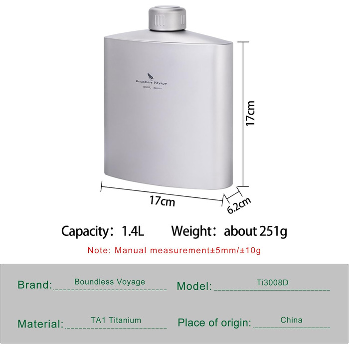 Фляга з антиковзною кришкою для кемпінгу 1,4 л Boundless Voyage